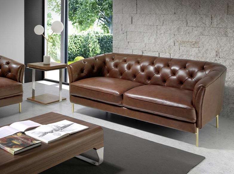 Mesa rincón cuadrada nogal y acero cromado