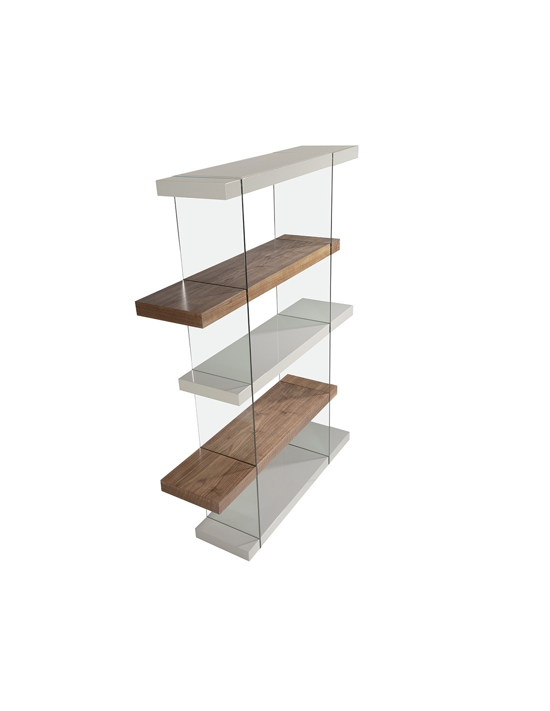 Estantería madera nogal y cristal