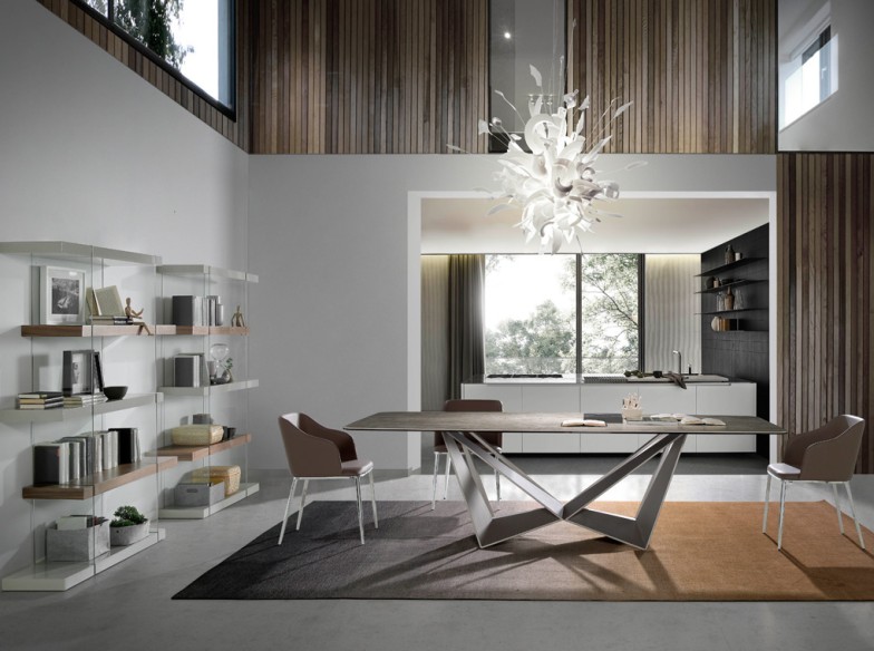 Estantería madera nogal y cristal