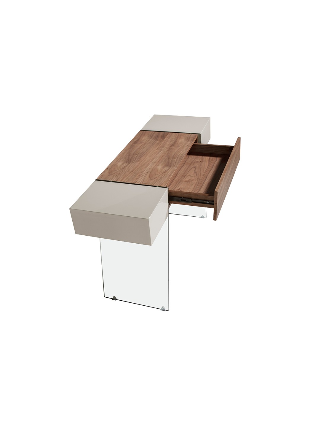 Consola rectangular nogal y cristal templado