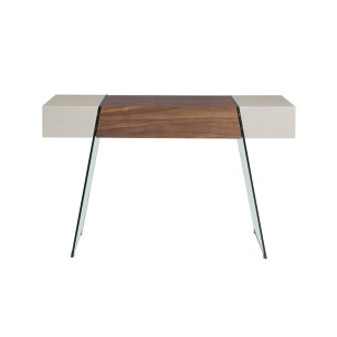 Consola rectangular nogal y cristal templado 2