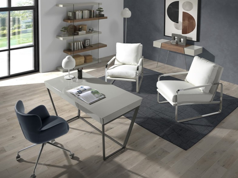 Consola rectangular nogal y cristal templado