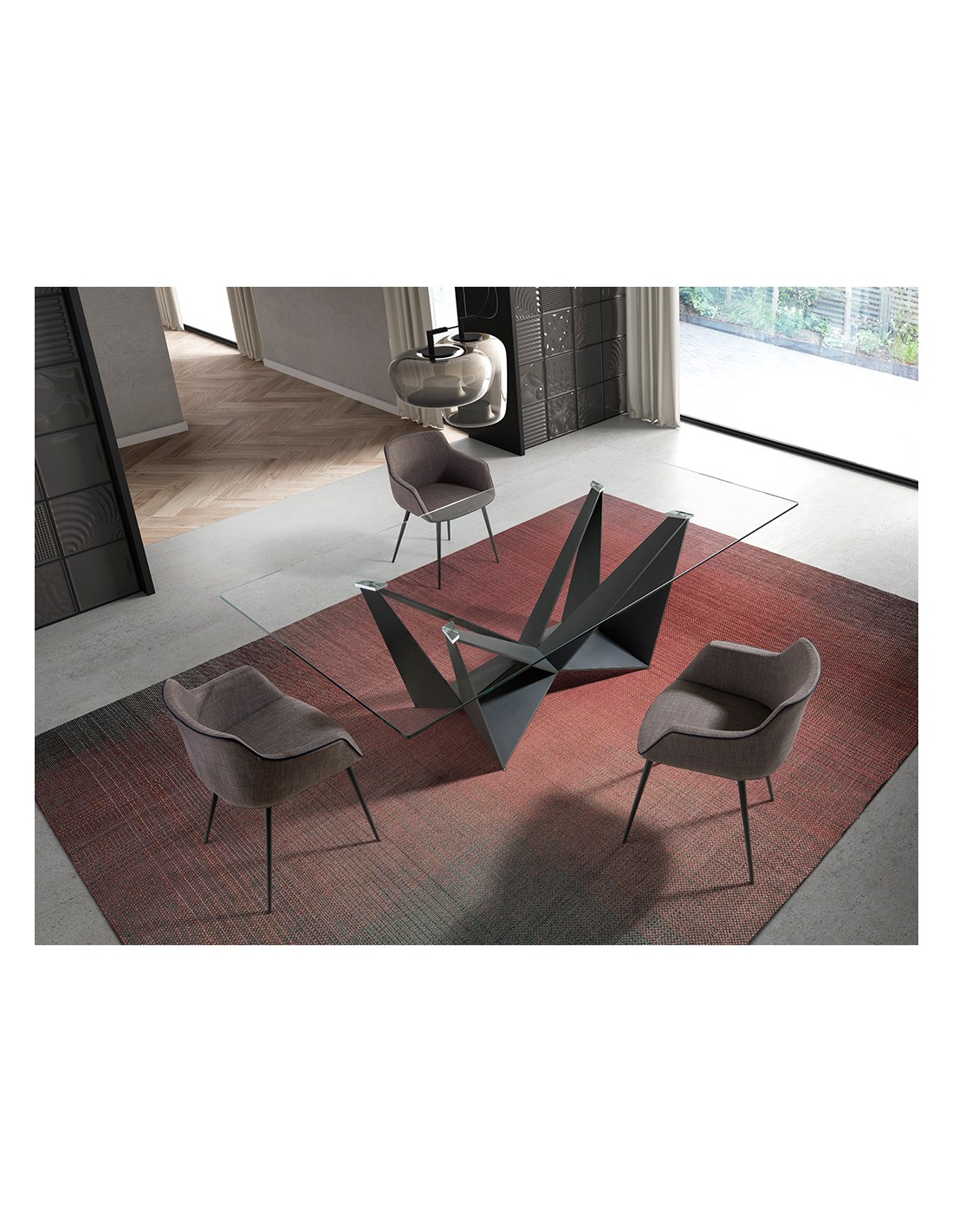 Silla tela gris oscuro