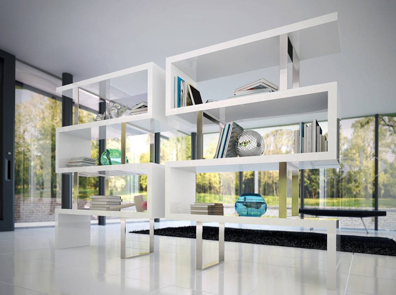 Estantería blanca y acero