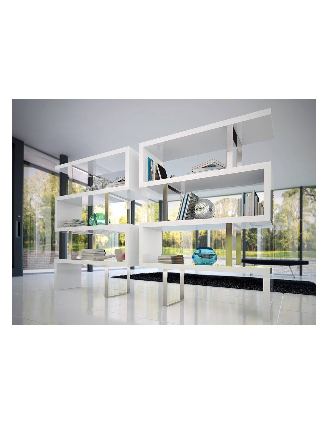 Estantería blanca y acero