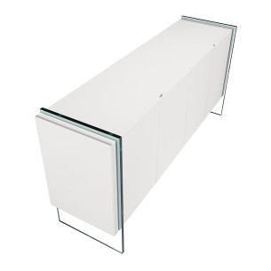 Aparador madera blanco y cristal templado 2