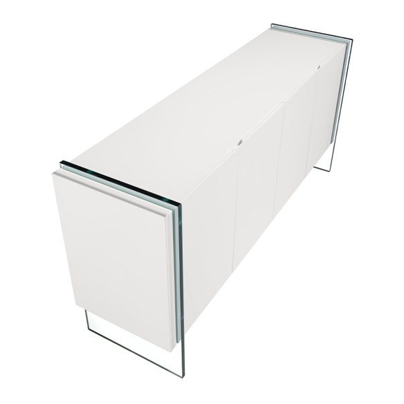 Aparador madera blanco y cristal templado