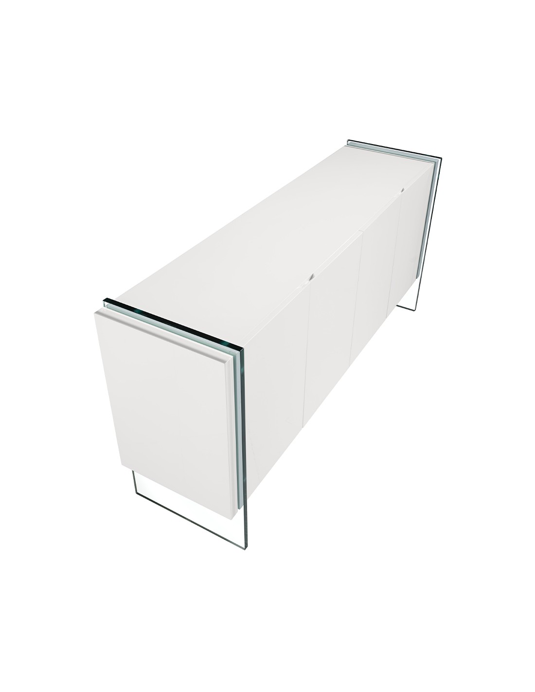 Aparador madera blanco y cristal templado