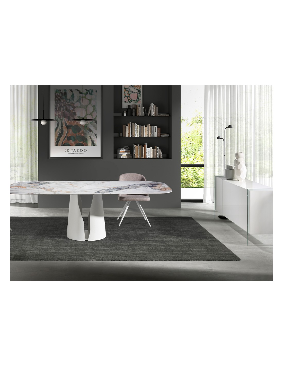 Aparador madera blanco y cristal templado