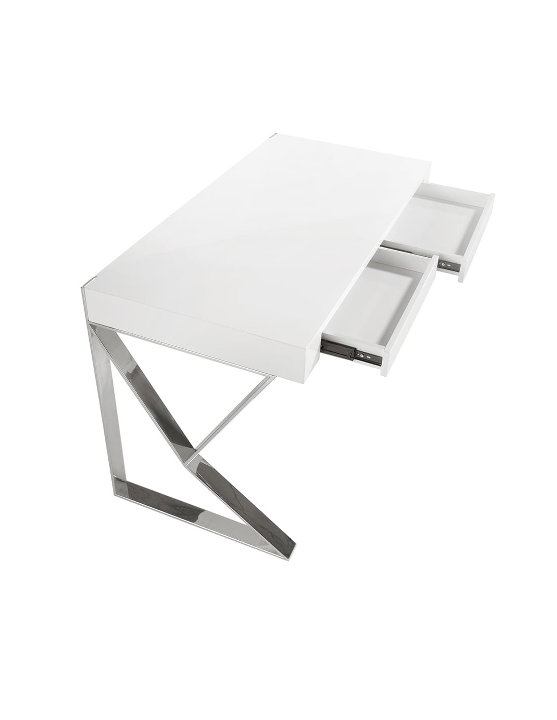 Escritorio madera blanco y acero cromado