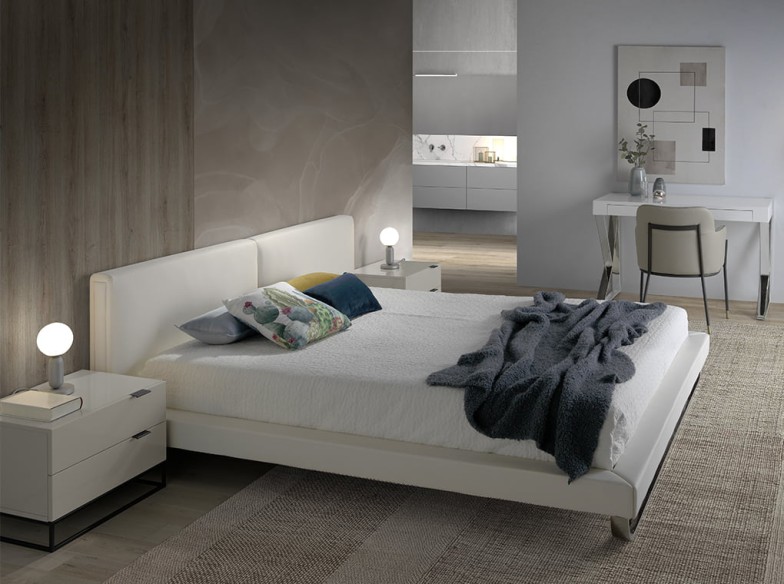 Escritorio madera blanco y acero cromado