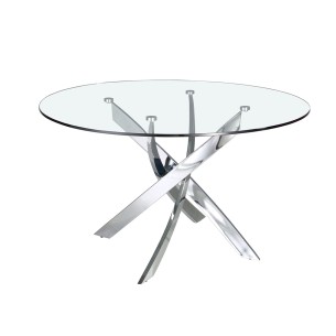 Mesa comedor redonda cristal templado y acero cromado