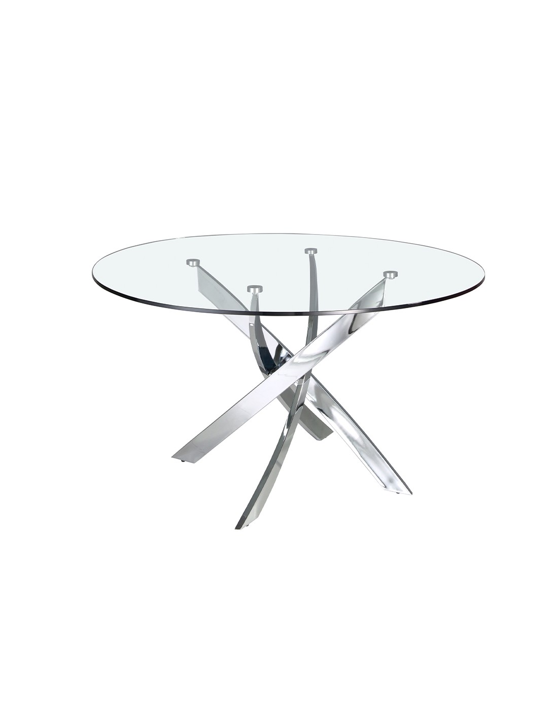 Mesa comedor redonda cristal templado y acero...