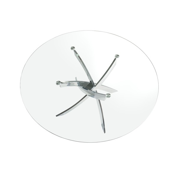 Mesa comedor redonda cristal templado y acero cromado