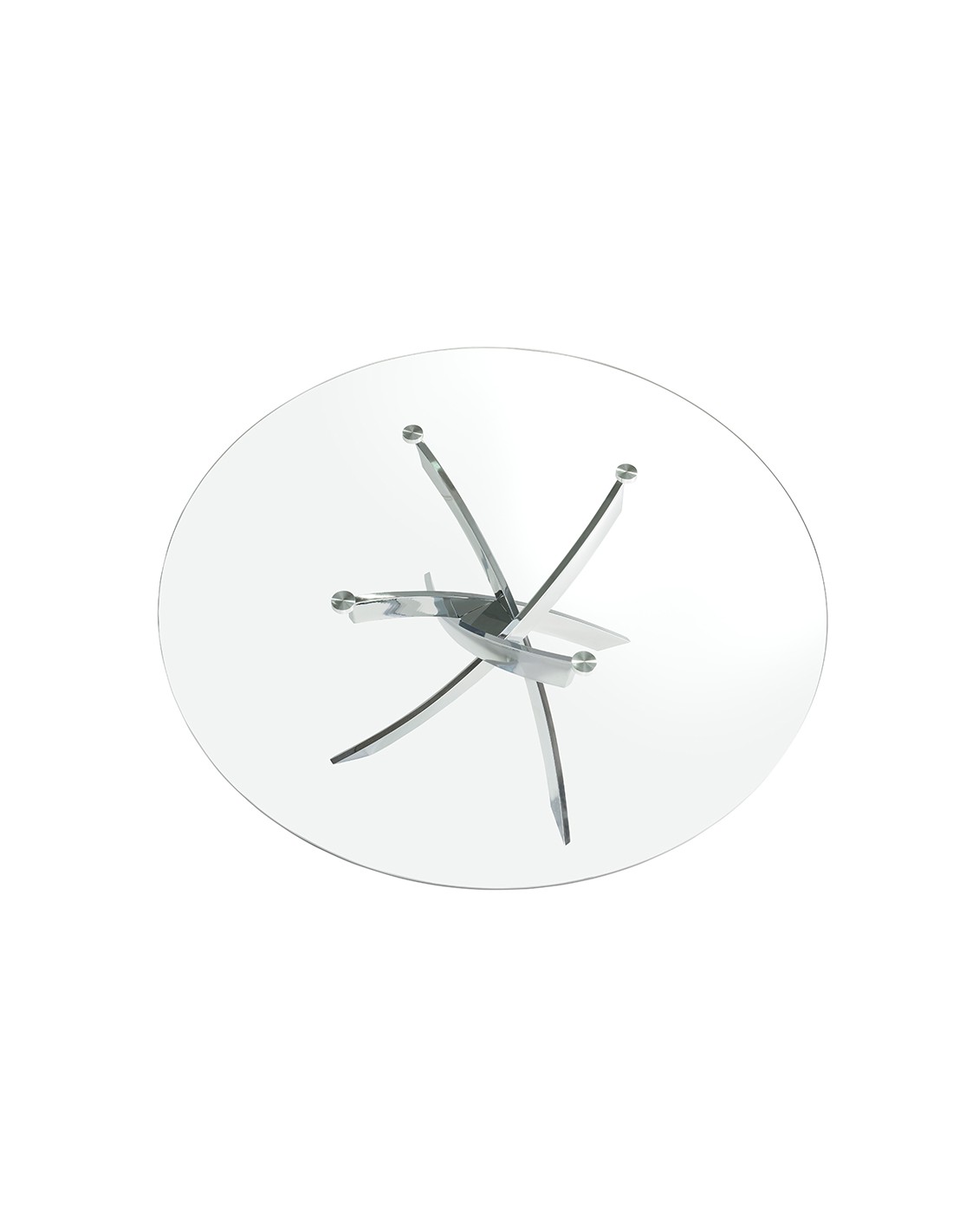 Mesa comedor redonda cristal templado y acero...