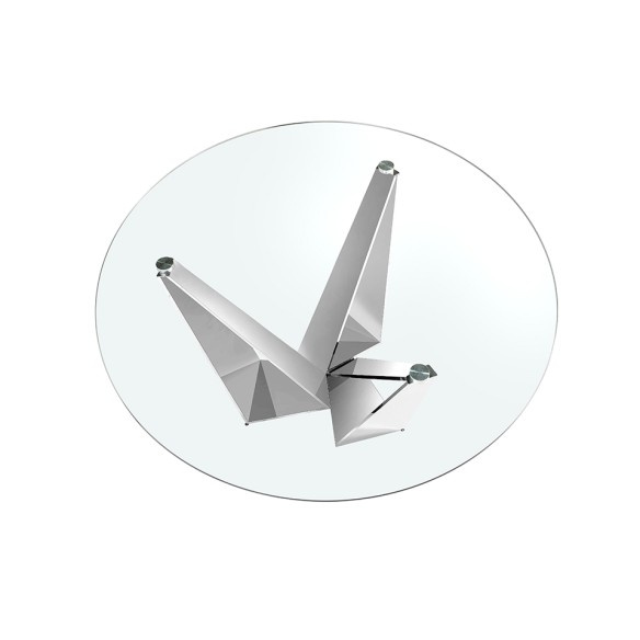 Mesa comedor redonda cristal templado y acero cromado