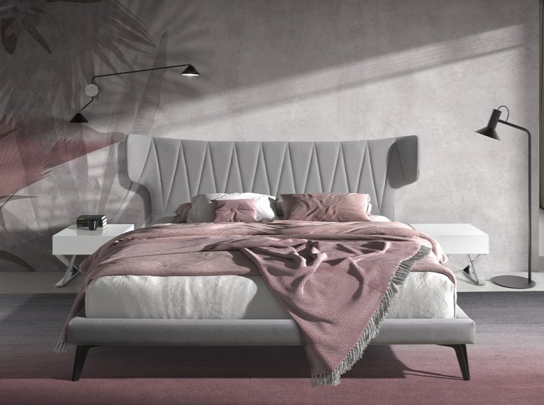 Mesita de noche madera blanca y acero cromado