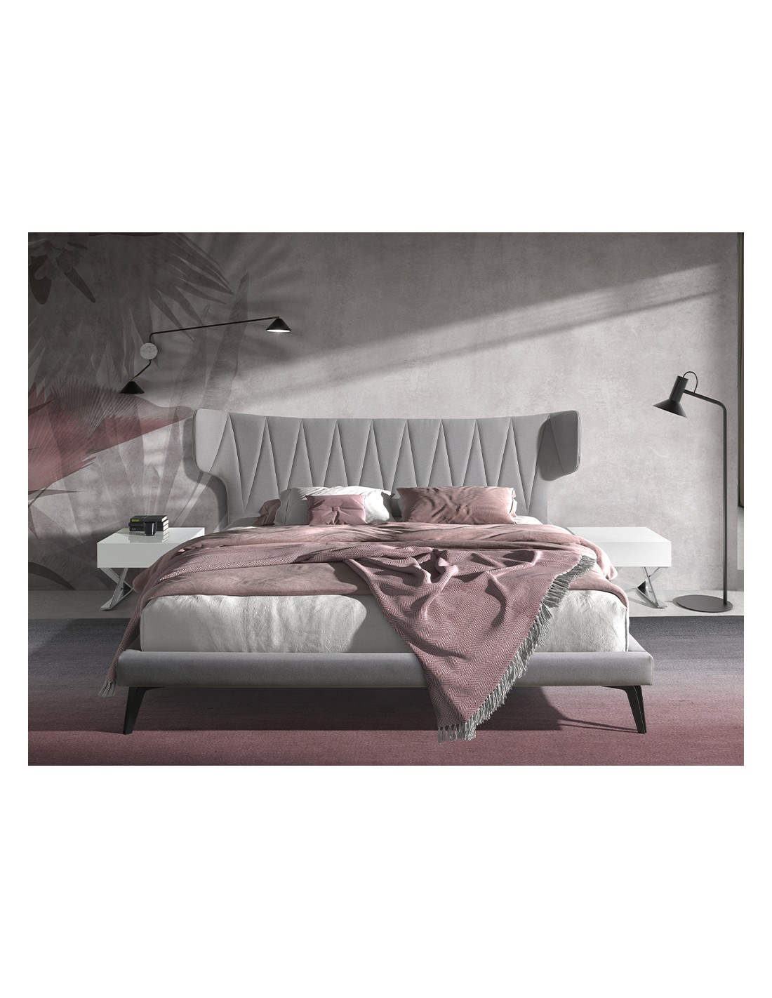 Mesita de noche madera blanca y acero cromado