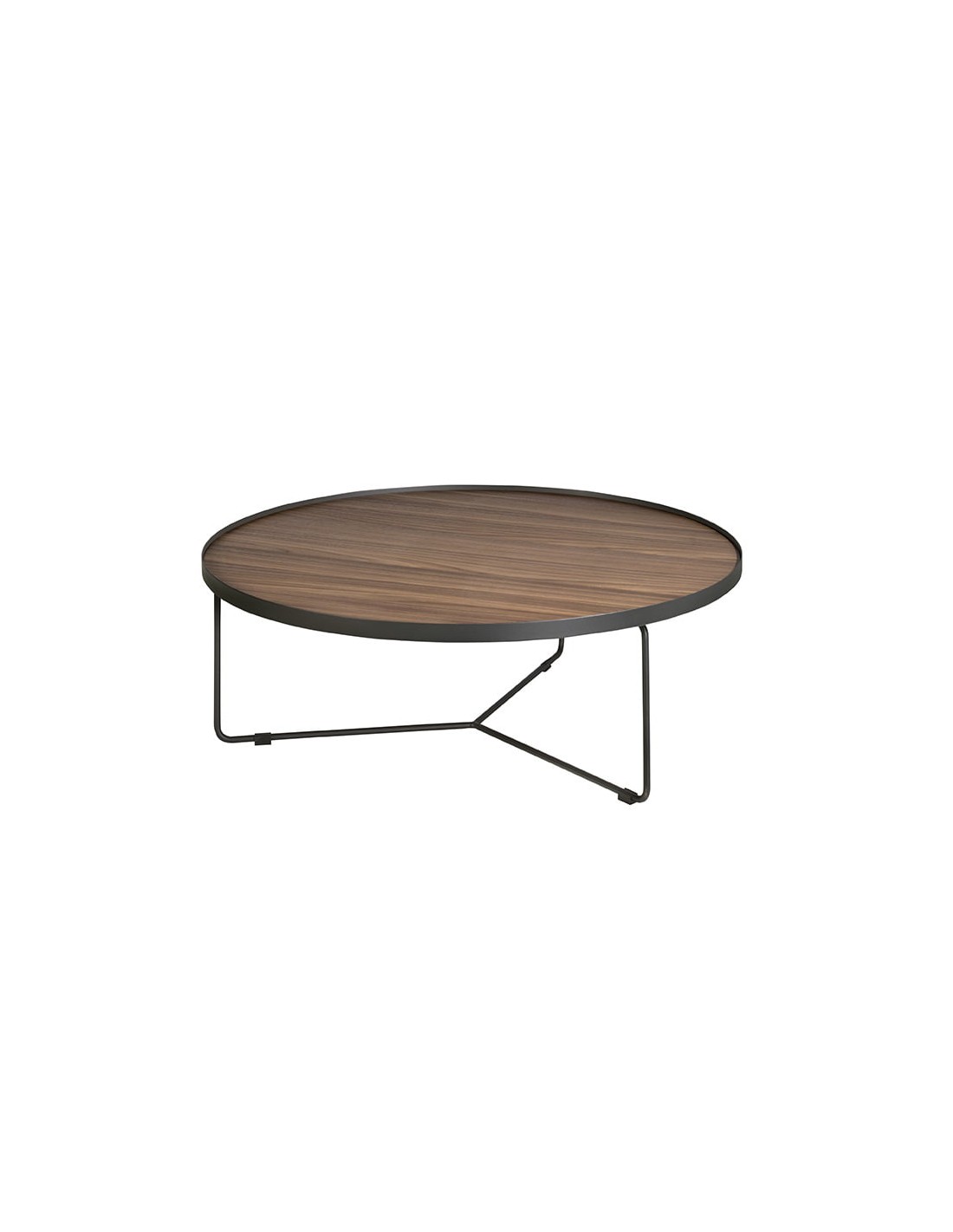 Mesa centro redonda nogal y acero negro