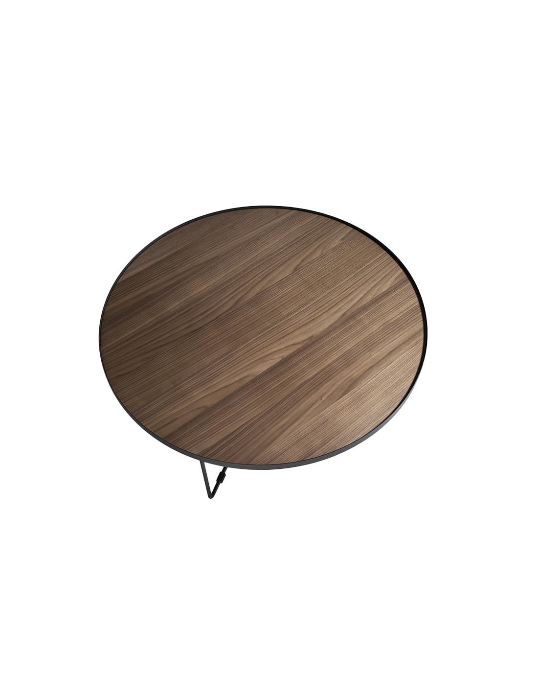 Mesa centro redonda nogal y acero negro