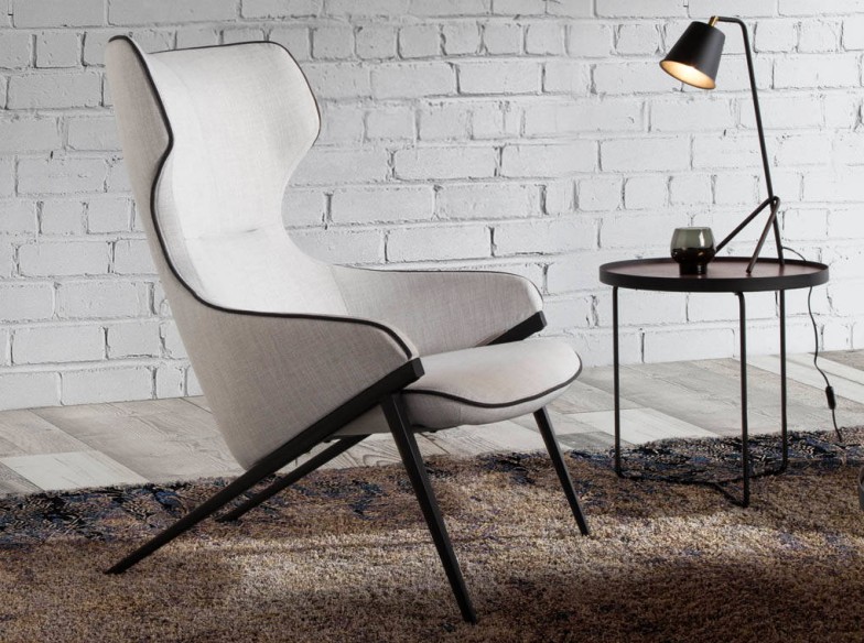 Mesa rincón redonda nogal y acero negro