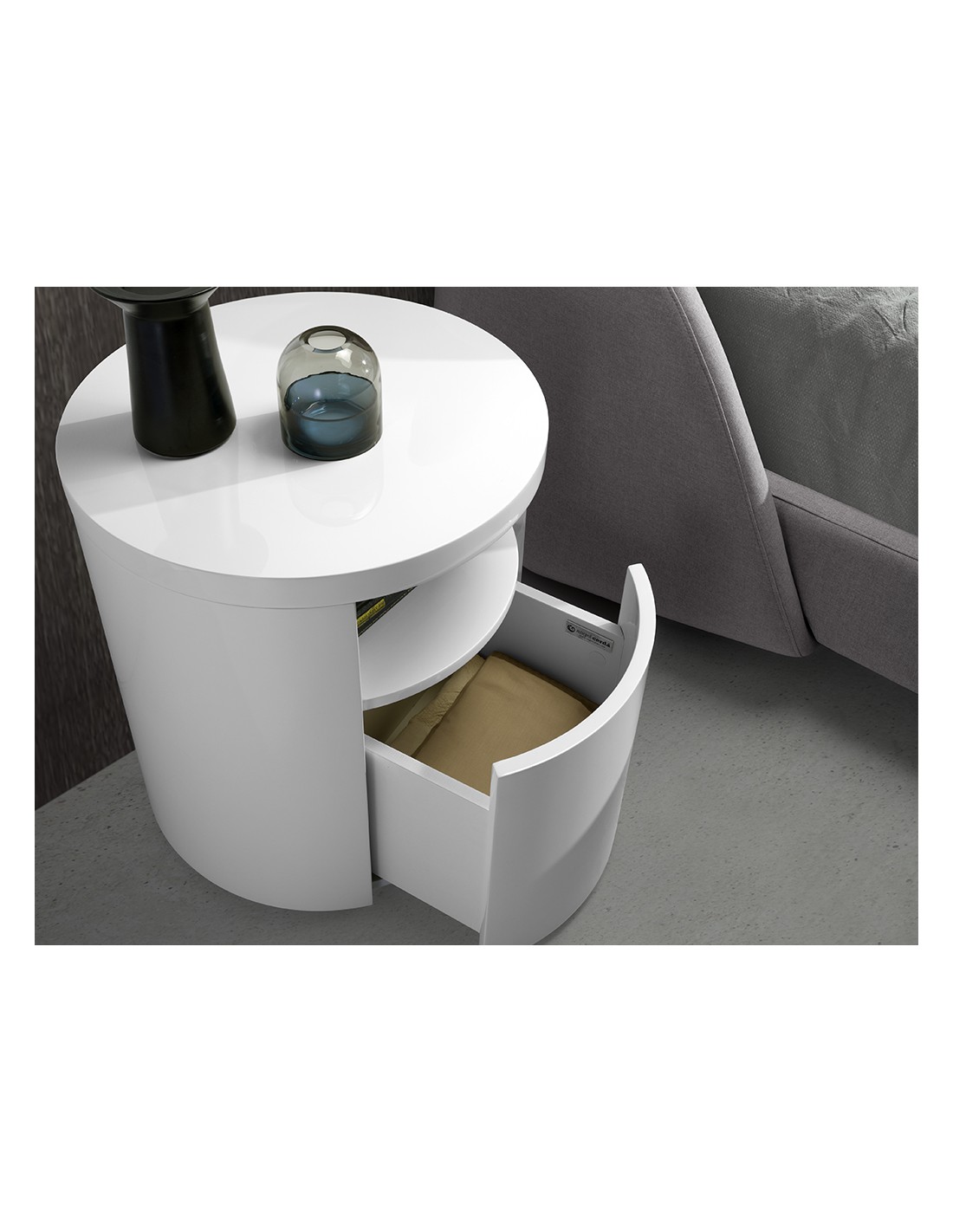 Mesita de noche madera blanca