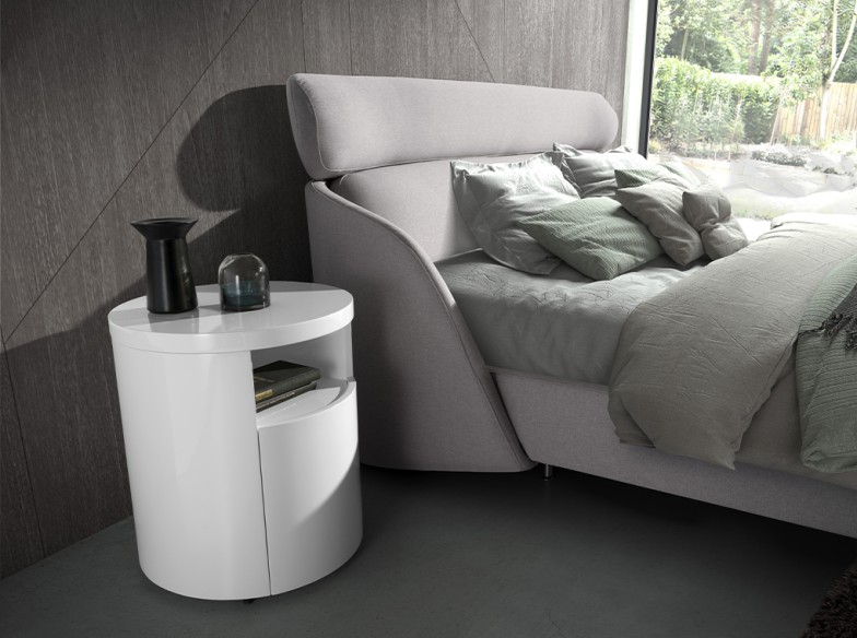 Mesita de noche madera blanca