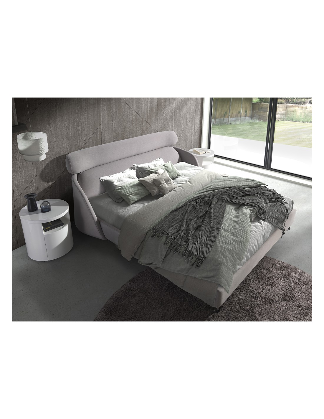 Mesita de noche madera blanca