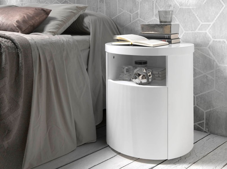 Mesita de noche madera blanca