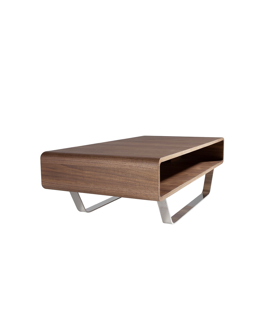 Mesa centro rectangular nogal y acero cromado