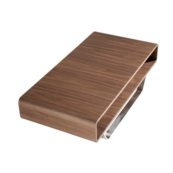 Mesa centro rectangular nogal y acero cromado