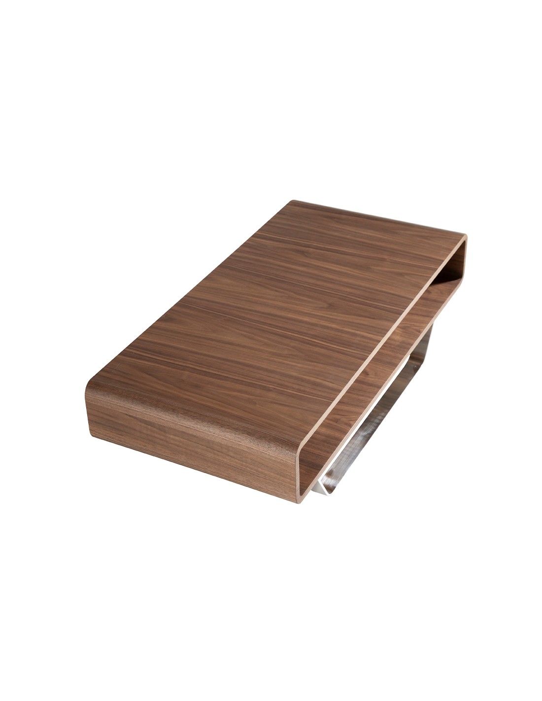 Mesa centro rectangular nogal y acero cromado