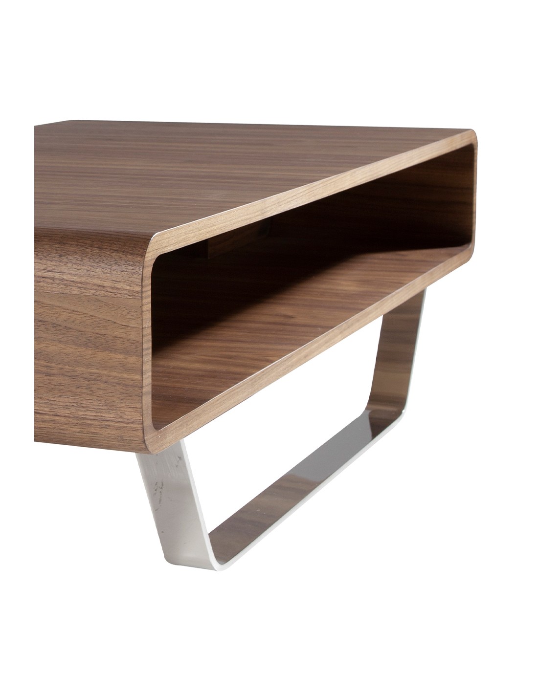 Mesa centro rectangular nogal y acero cromado