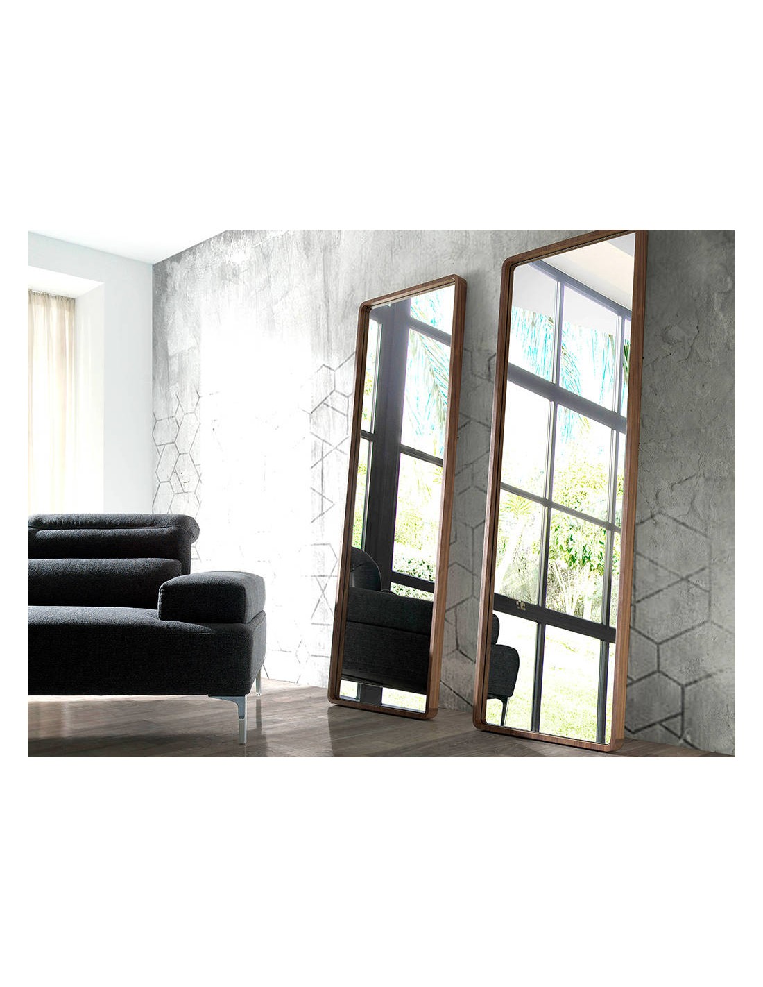 Espejo pared rectangular nogal