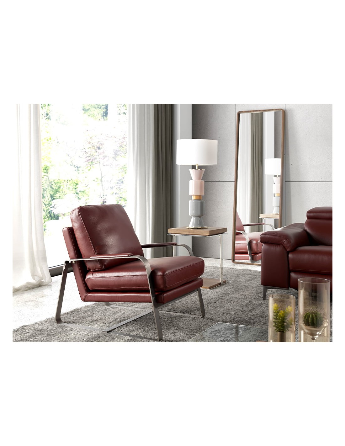 Espejo pared rectangular nogal