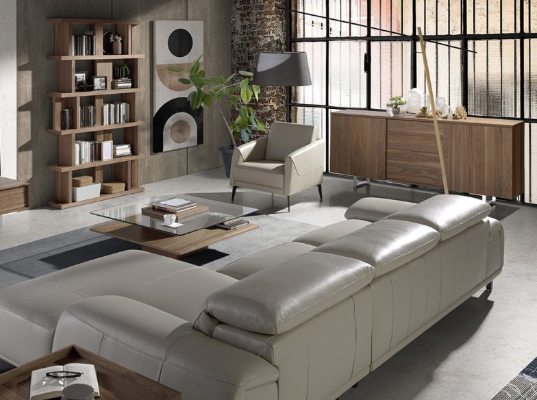 Aparador nogal y acero cromado