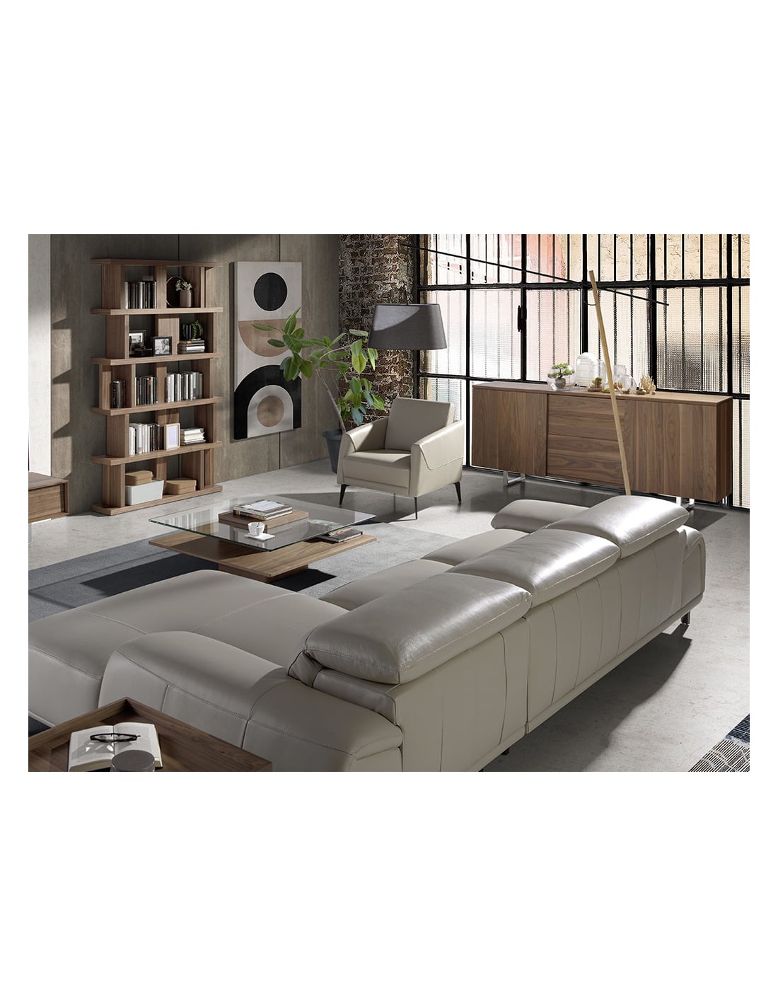 Aparador nogal y acero cromado