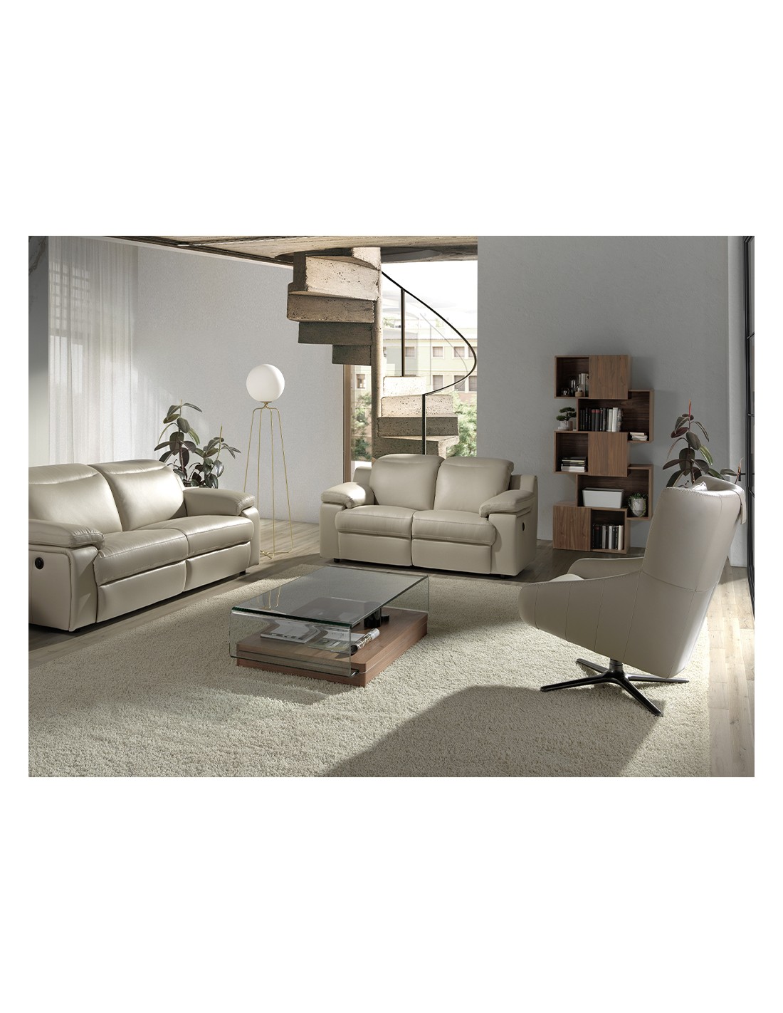 Mesa centro rectangular cristal templado y nogal