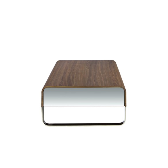 Mesa centro rectangular nogal y acero cromado