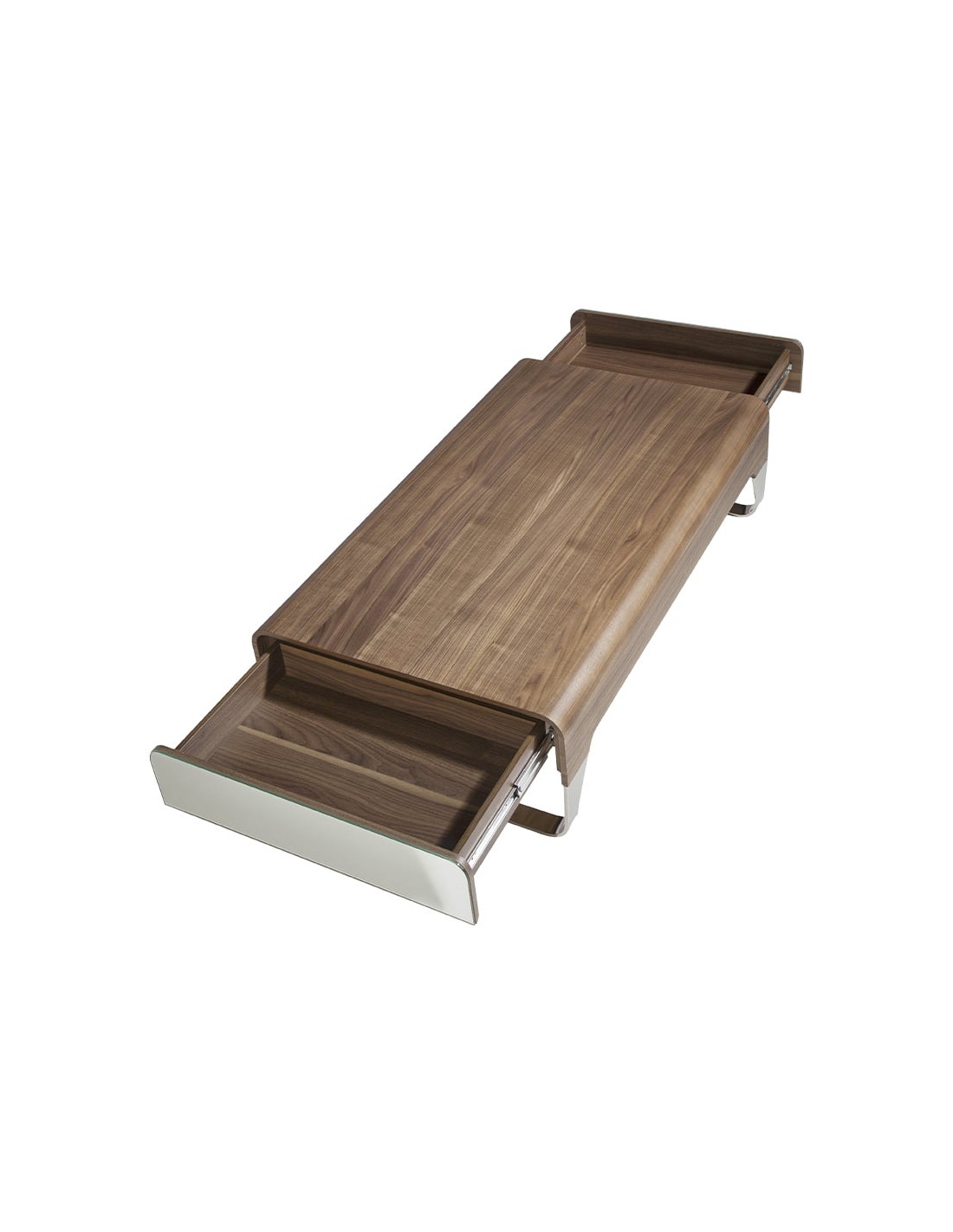 Mesa centro rectangular nogal y acero cromado