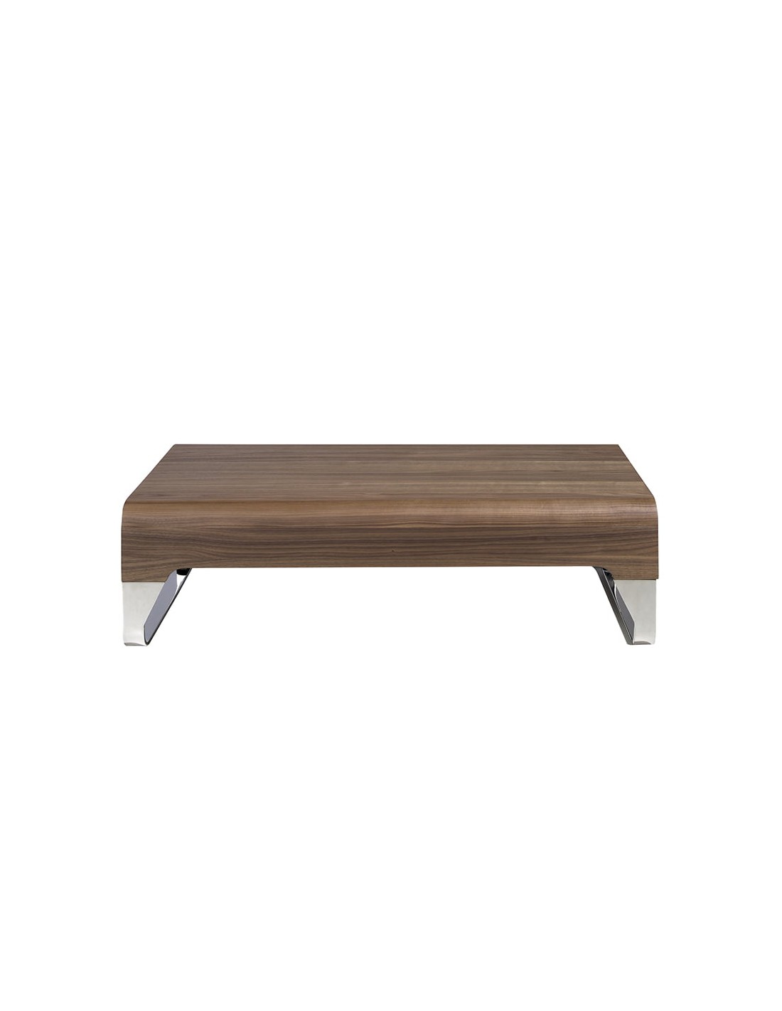 Mesa centro rectangular nogal y acero cromado