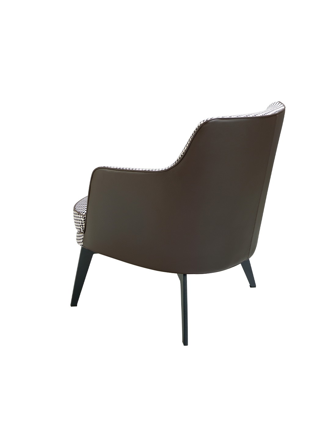 Sillón tela blanco y negro y polipiel marrón...