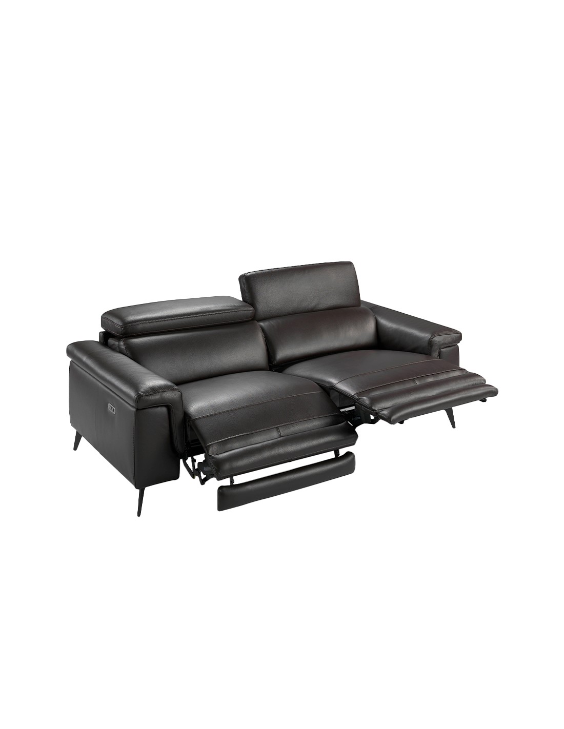 Sofá relax 3 plazas piel marrón chocolate