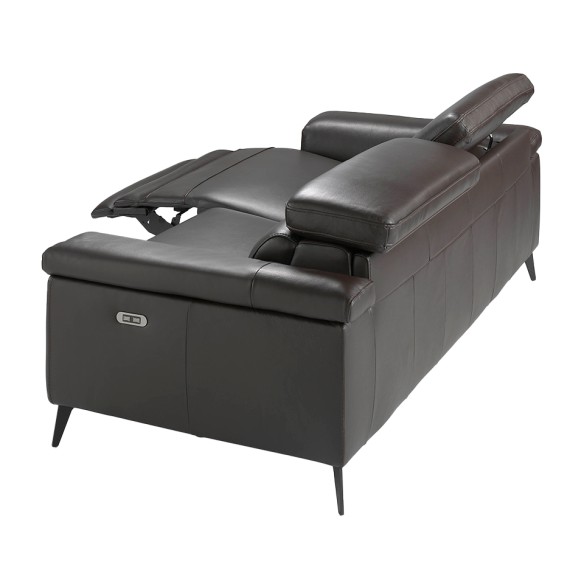 Sofá relax 3 plazas piel marrón chocolate