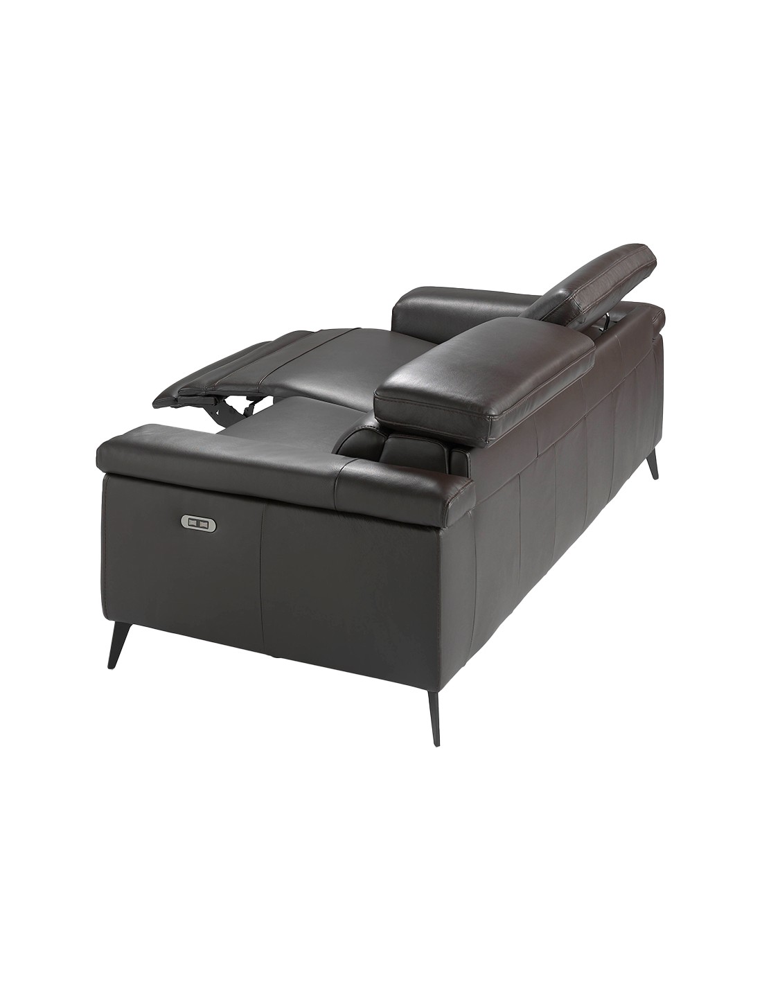 Sofá relax 3 plazas piel marrón chocolate