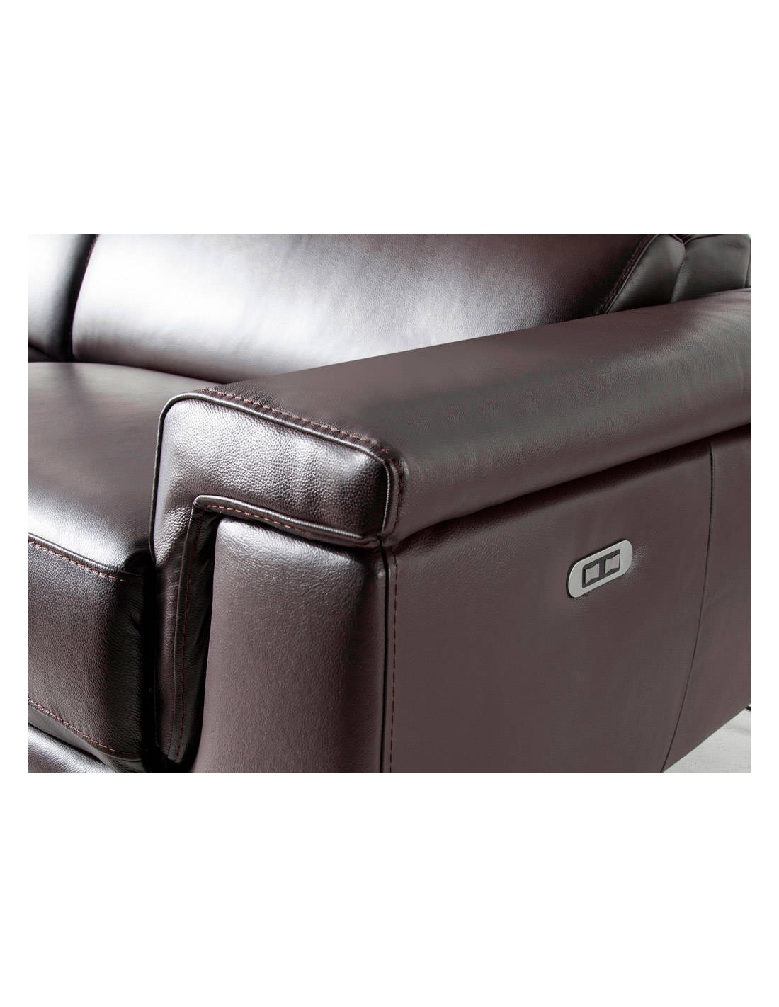 Sofá relax 3 plazas piel marrón chocolate
