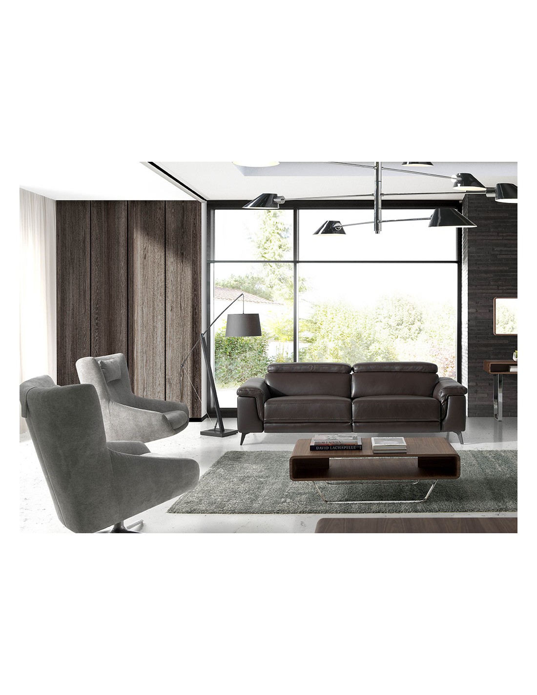 Sofá relax 2 plazas piel marrón chocolate