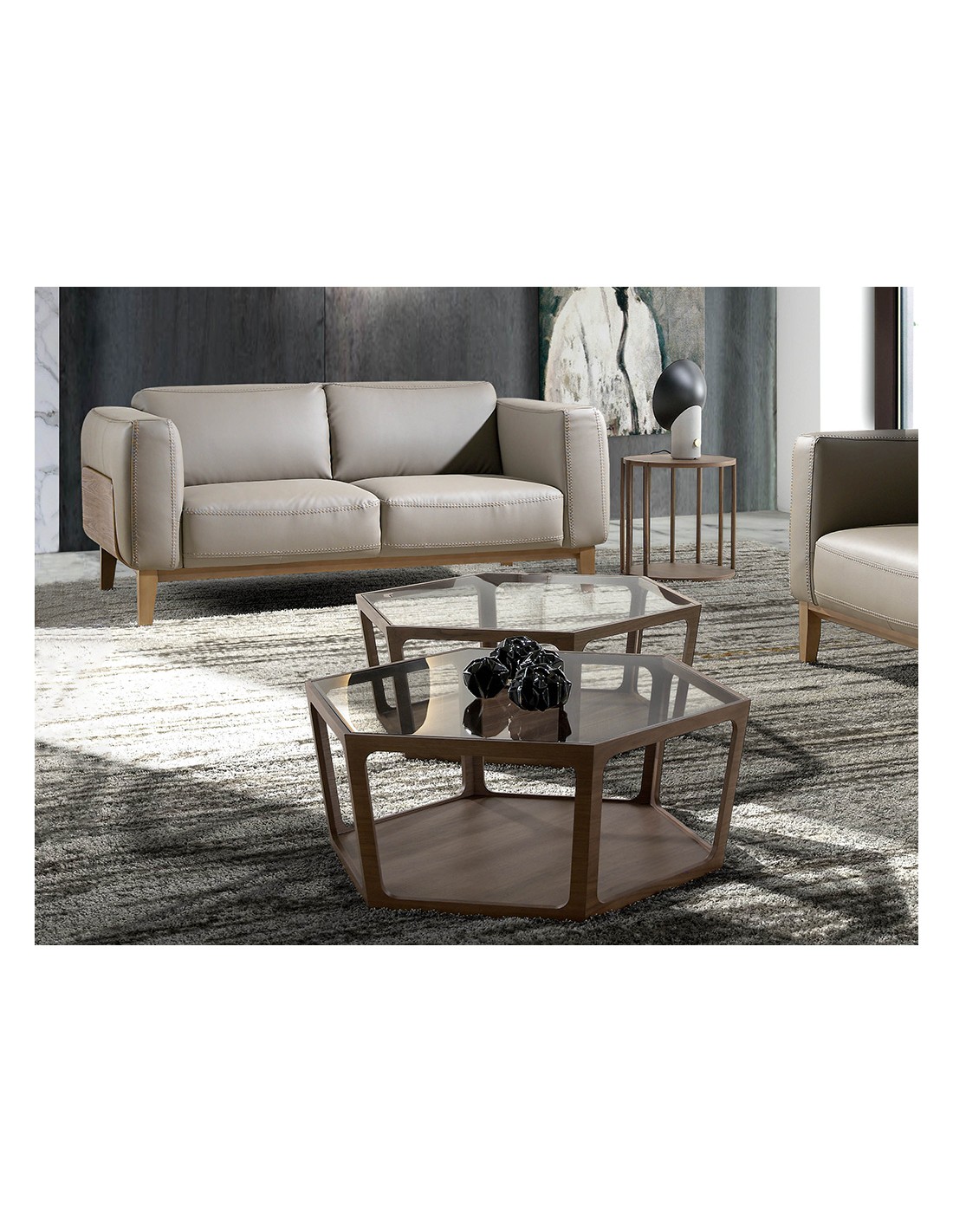 Sofá 2 plazas piel visón