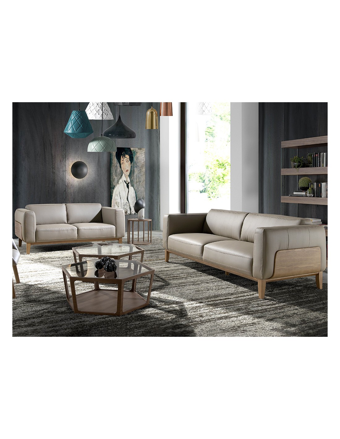 Sofá 2 plazas piel visón