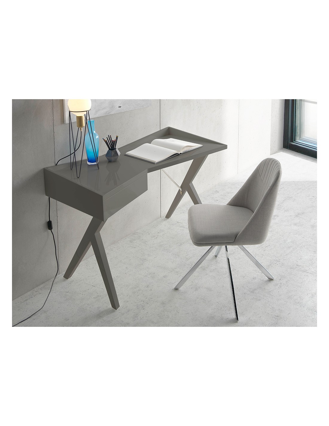 Silla giratoria tela gris